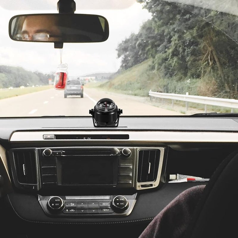 Black Magnetic Car Compass with Declination Correction for Automotive Marine Navigation - Image 4